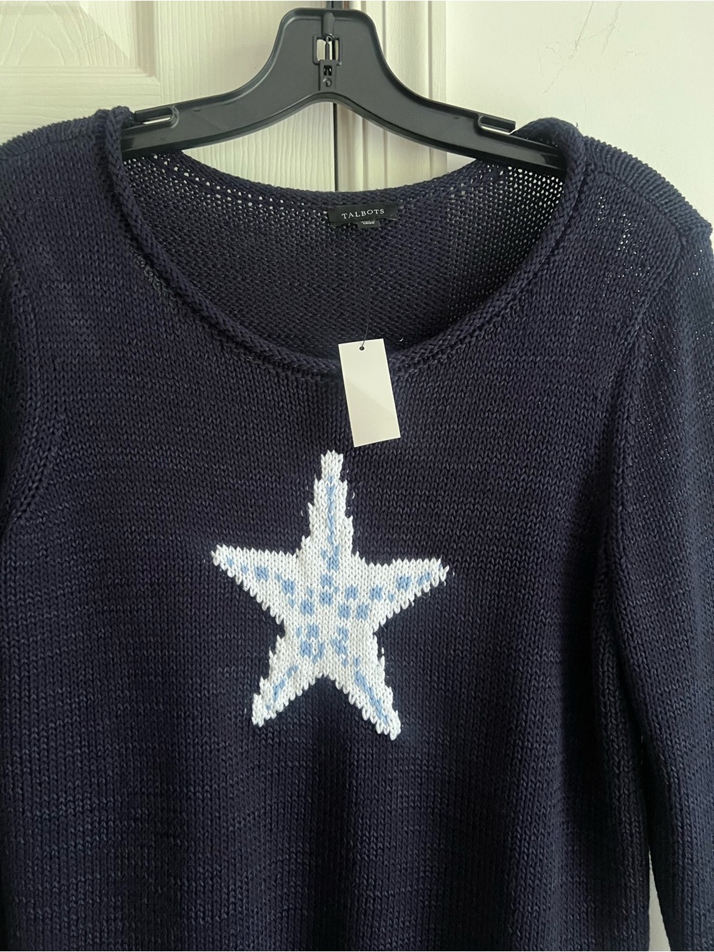 Navy Star Knit Sweater Talbots M - Picture 2 of 5